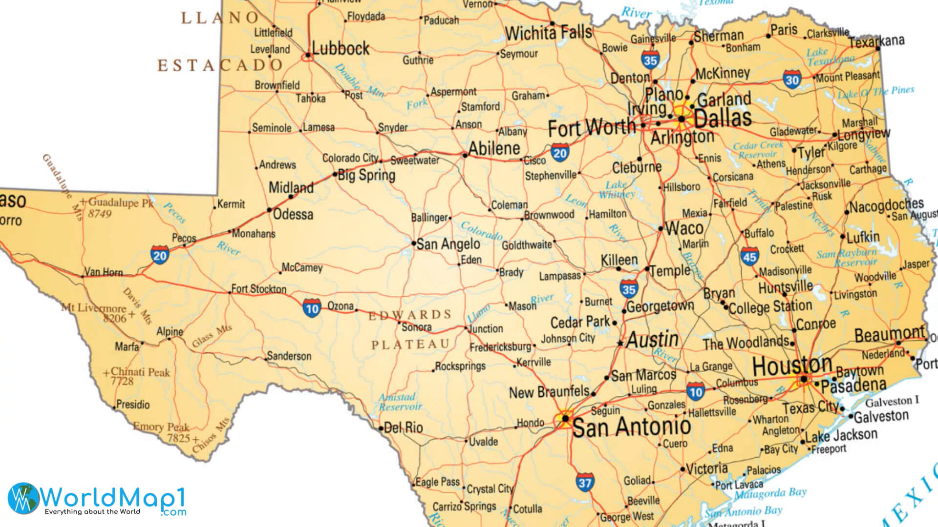 Texas Interstate Highways Map